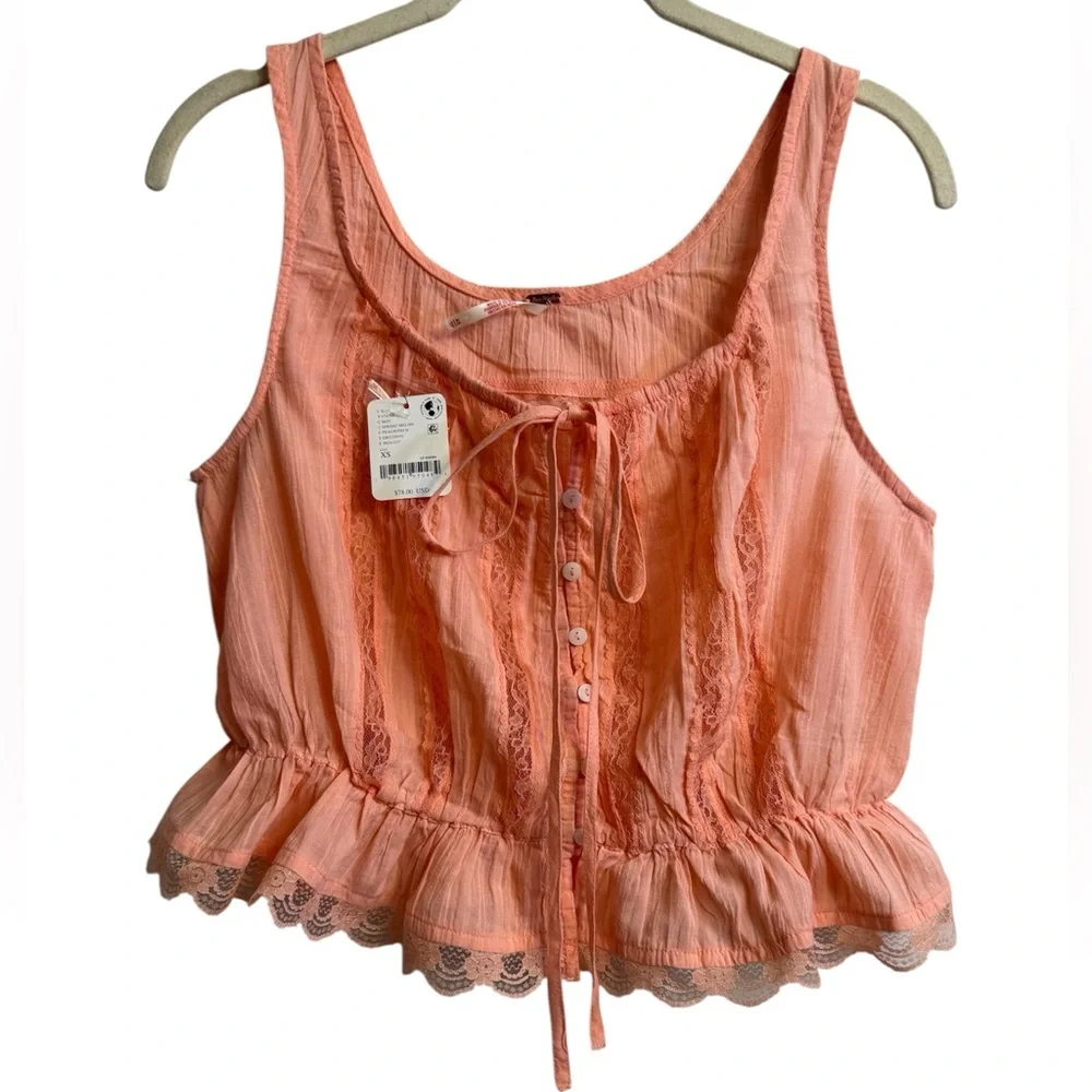 Free People Alana Lace Tank‎ Top, Size XSMALL